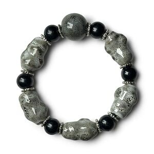 Onyx & Lava Stone Beaded Bracelet